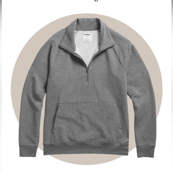 Brooklinen Men’s Grey Dekalb Pullover Half Zip Sweatshirt M - Picture 1 of 4
